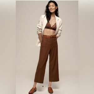 NWT Anthropologie The Colette Cropped Wide-Leg Trousers by Maeve: Linen Edition